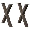 vidaXL Noge za jedilno mizo v obliki črke X, 2 kosa, naravno jeklo, 80 x (72-73) cm, jeklo