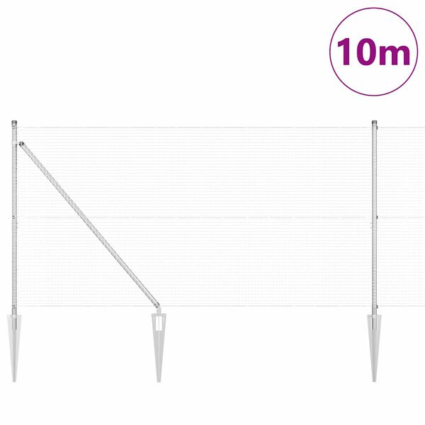 vidaXL Steber ograje. srebrna 10 x 1,4 m (19 x 19 mm mreža) Jeklo