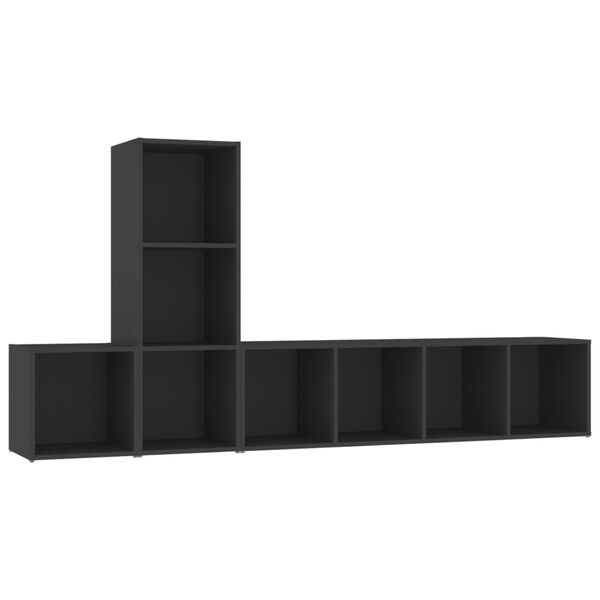 vidaXL Komplet TV omaric 3-delni črna iverna plo&scaron;ča