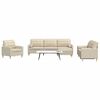 vidaXL Sedežna garnitura 4-delna s stolčkom in blazinami krem blago