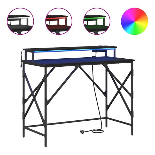 vidaXL Miza s polico Črna Orehovina 100 x 50 x 86,5 cm Konstruiran les