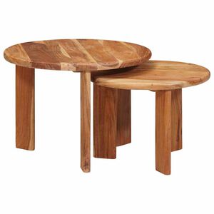 vidaXL Mize za kavo z gnezdenjem 2 kos Rjava &Oslash; 50 x 40 cm