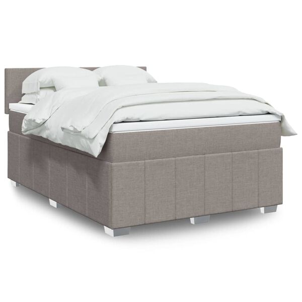 vidaXL Box spring postelja z vzmetnico taupe 140x190 cm blago