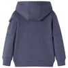 Otroški pulover s kapuco in zadrgo temno moder melanž 92