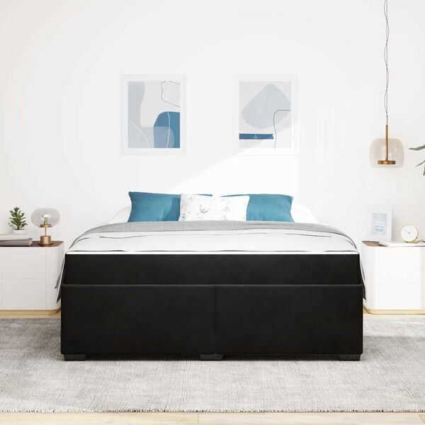vidaXL Konstrukcija postelje z vzmetnico Črna 180 x 200 cm blago