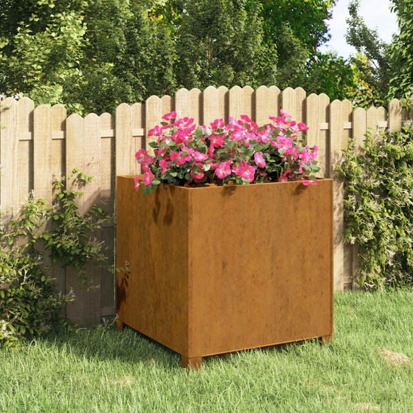 vidaXL Cvetlično korito z nogami zarjavelo 50x50x50 cm corten jeklo