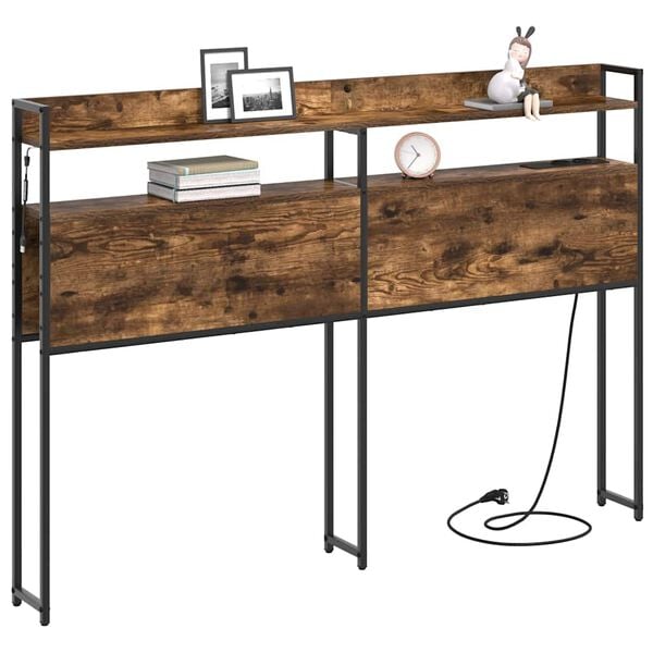 vidaXL Skladi&scaron;čni naslon Dimljeni hrast 135 cm Konstruiran les