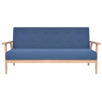 vidaXL Komplet kavčev 3 kosi iz blaga modre barve