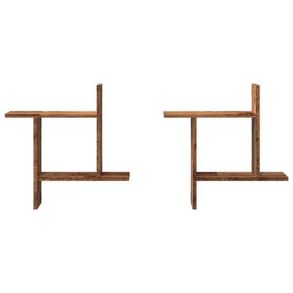 vidaXL Stenska polica 2 kosa starinski les 50x12x50 cm inženirski les