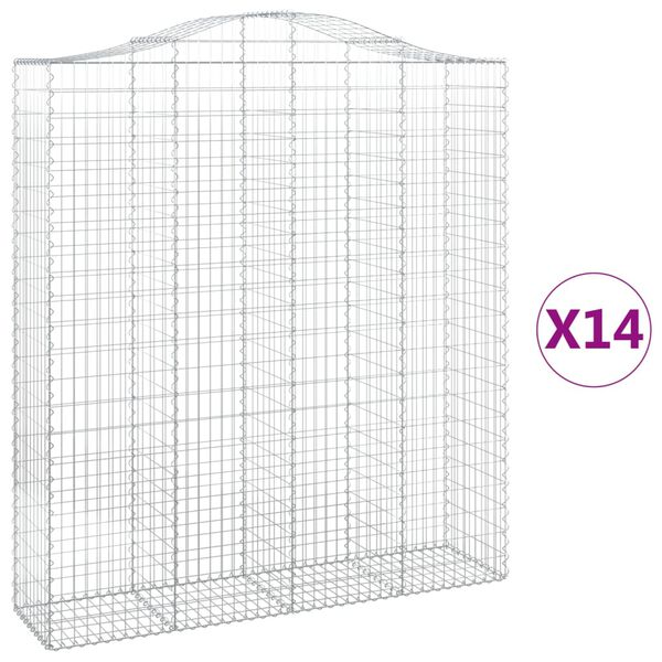 vidaXL Obokane gabion ko&scaron;are 14 kos 200x50x220/240 cm pocinkano železo