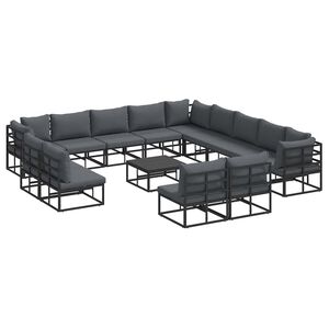 vidaXL Vrtna sedežna garnitura 14 kos Črna Aluminij