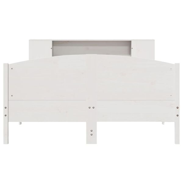 vidaXL Knjižna postelja brez vzmetnice bela 135x190 cm trdna borovina