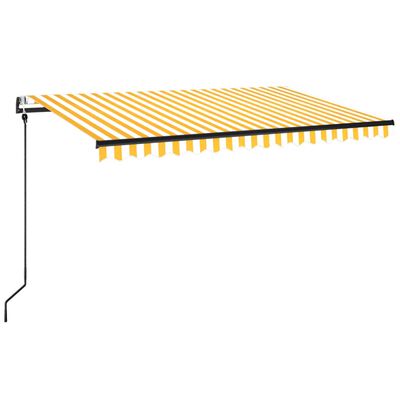 vidaXL Avtomatsko zložljiva tenda 450x350 cm rumena in bela