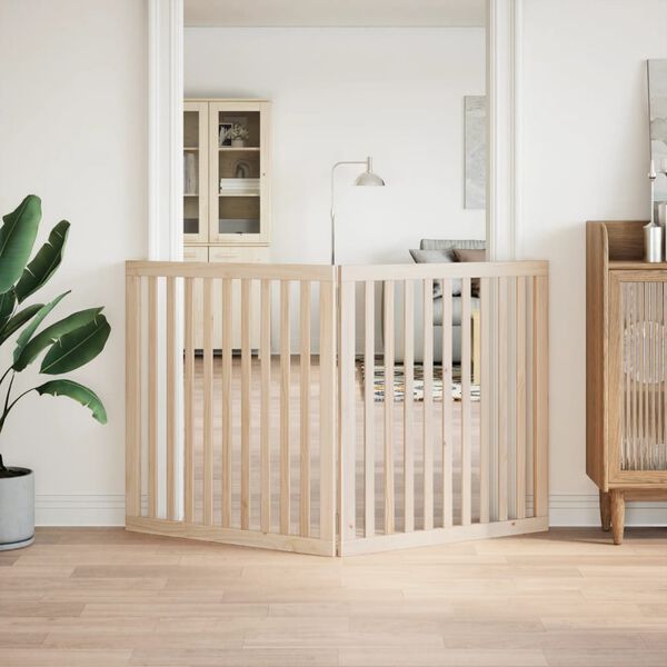 vidaXL Vrata za pse zložljiva 2 panela 160 cm topolovina