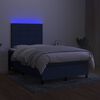 vidaXL Box spring postelja z vzmetnico LED modra 120x200 cm blago