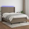 vidaXL Box spring postelja z vzmetnico LED taupe 140x190 cm blago