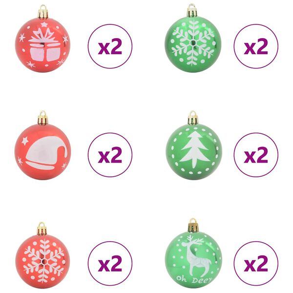 vidaXL Set božičnih okraskov 40 pcs Zlata in rdeča Plastika