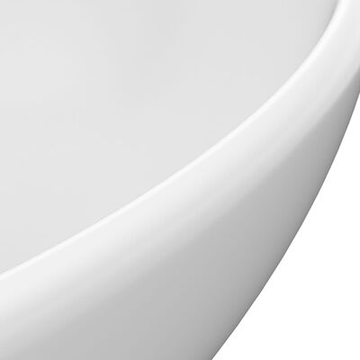 vidaXL Razkošen umivalnik ovalen mat bel 40x33 cm keramičen