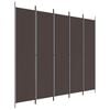 vidaXL Paravan 5-delni rjav 250x220 cm blago