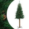 vidaXL Ozka novoletna jelka pravi les in storži zelena 210 cm PVC