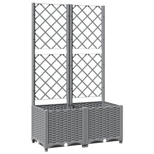 vidaXL Cvetlično korito z oporno mrežo svetlo sivo 80x40x136 cm PP