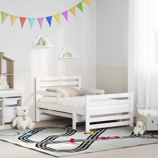vidaXL Konstrukcija postelje Bela 80 x 200 cm Masivno borovo les