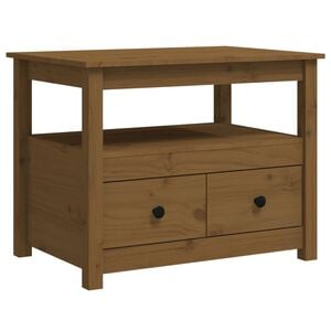 vidaXL Klubska mizica medeno rjava 71x49x55 cm trdna borovina