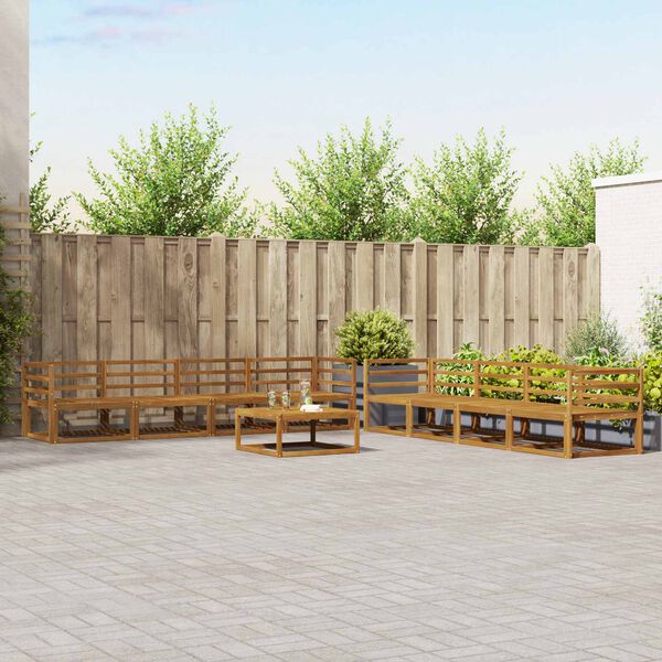 vidaXL Zunanja garnitura za sedenje 9 pcs Naravna Masiven les akacije