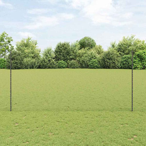 vidaXL Ograja s stebrom Siva 1,6 x 25 m Jeklo in PVC