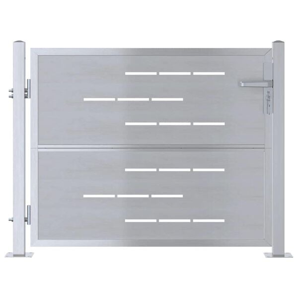 vidaXL Vrtna vrata s ključavnico srebrna 100 x 75 cm Nerjaveče jeklo