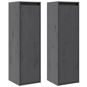 vidaXL Stenska omarica 2 kosa siva 30x30x100 cm trdna borovina