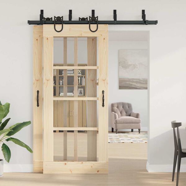 vidaXL Komplet opreme za drsna vrata 183 cm jeklo črne barve