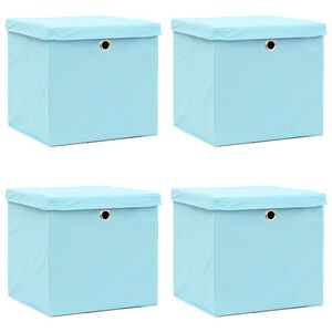vidaXL &Scaron;katle s pokrovi 4 kosi 28x28x28 cm baby modre