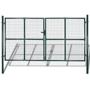 vidaXL Dvokrilna ograja 300x150 cm, pra&scaron;no barvano jeklo