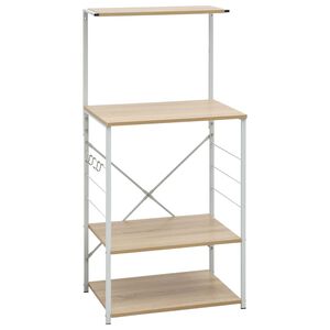 vidaXL Omarica za mikrovalovno pečico bela in hrast 60x39,6x123 cm