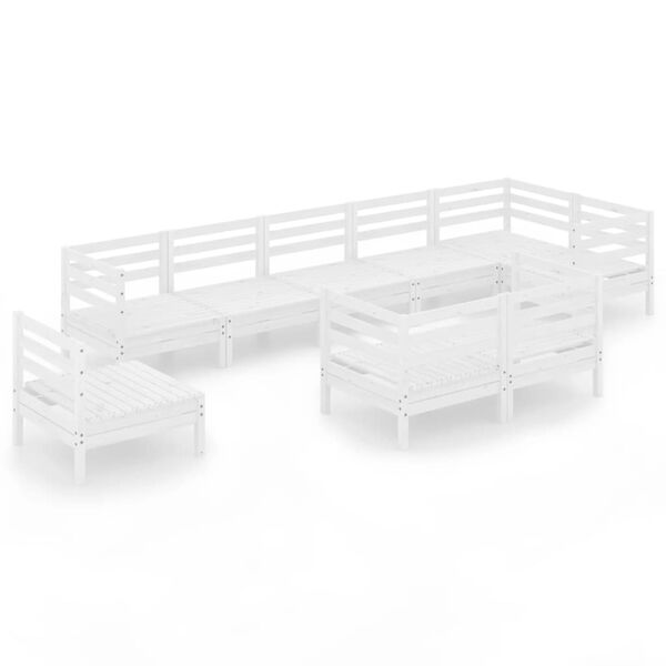 vidaXL Vrtna sedežna garnitura 9-delna trdna borovina bela