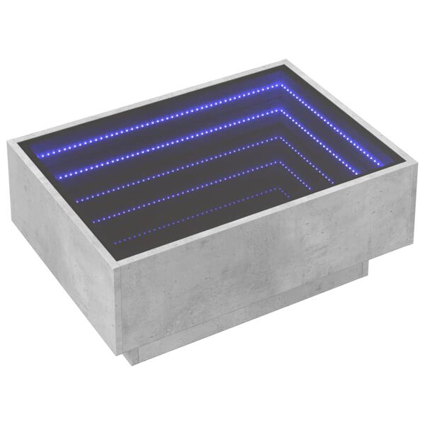 vidaXL Klubska mizica LED betonsko siva 70x50x30 cm inženirski les