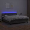 vidaXL Box spring postelja z vzmetnico LED siva 160x200cm umetno usnje