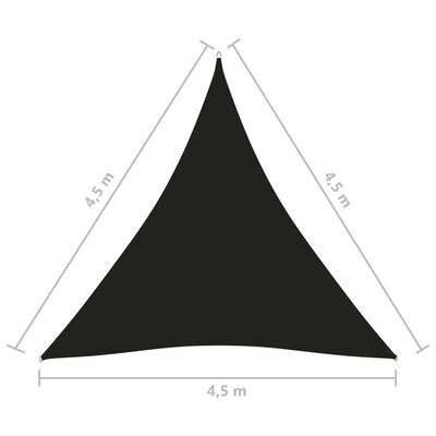 vidaXL Senčno jadro oksford blago trikotno 4,5x4,5x4,5 m črno