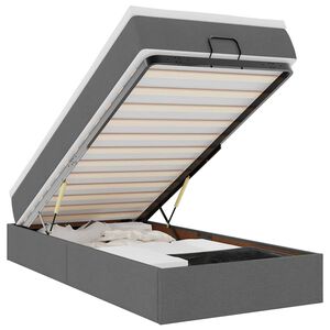 vidaXL Otomanski posteljni okvir z vzmetnico siv 90x190 cm blago