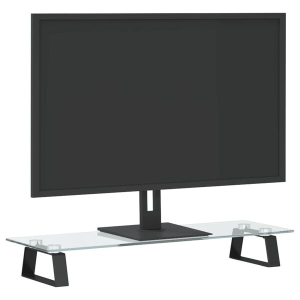 vidaXL Stojalo za monitor črno 60x20x8 cm kaljeno steklo in kovina