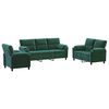vidaXL Kavčna garnitura 3 pcs Temno zelena Žamet