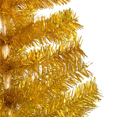 vidaXL Umetna osvetljena novoletna jelka z bunkicami zlata 210 cm PET