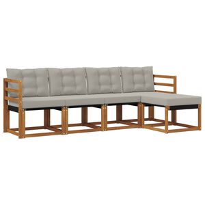 vidaXL Zunanja garnitura za sedenje 5 pcs Naravna in svetlo siva