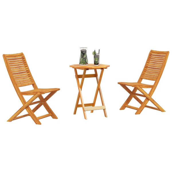 vidaXL Zložljiv bistro set 3 pcs Rjava Trden akacijev les