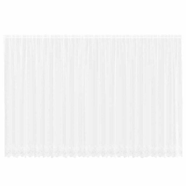 vidaXL Čipkasta Zavesa z zavesami Bela 220 x 600 cm Poliester