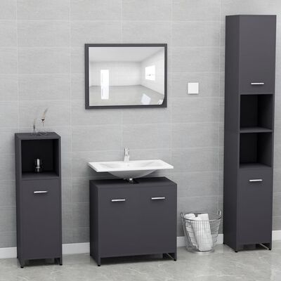 vidaXL Komplet kopalniškega pohištva sivo inženirski les