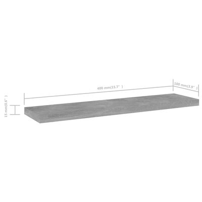 vidaXL Dodatne police za omaro 4 kosi betonsko sive 40x10x1,5 cm