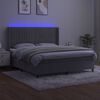 vidaXL Box spring postelja z vzmetnico LED svetlo siva 180x200cm žamet