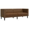 vidaXL Kavč trosed Chesterfield rjava umetno semi&scaron; usnje